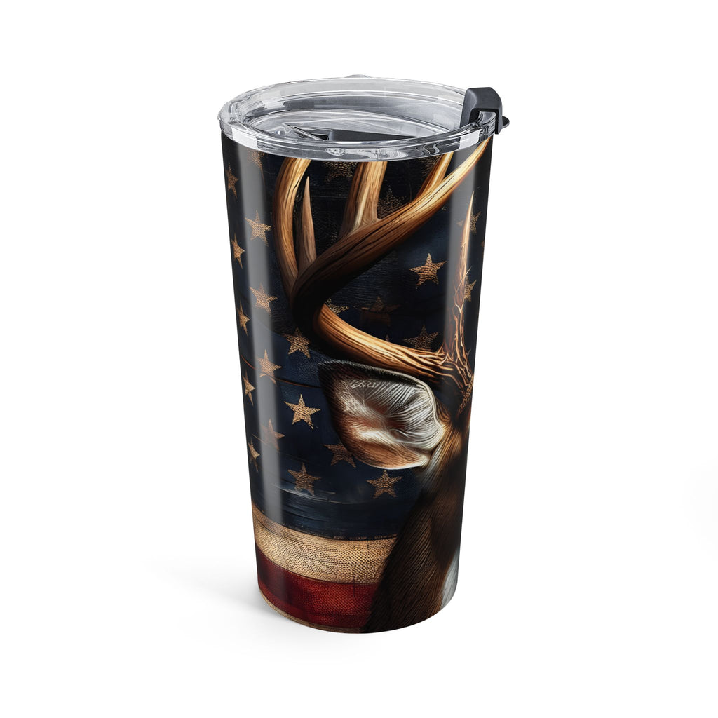 Patriotic Deer Design Tumbler 20oz – Perfect for Outdoor Enthusiasts